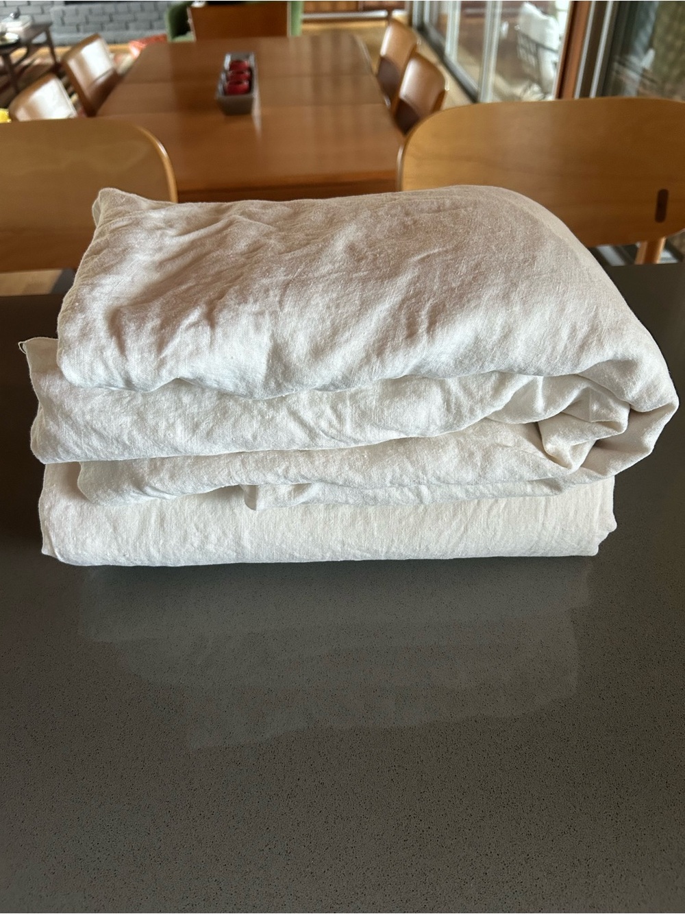 Brooklinen Washed European Linen queen fitted and flat sheet, cream, no cases - Picture 2 of 6